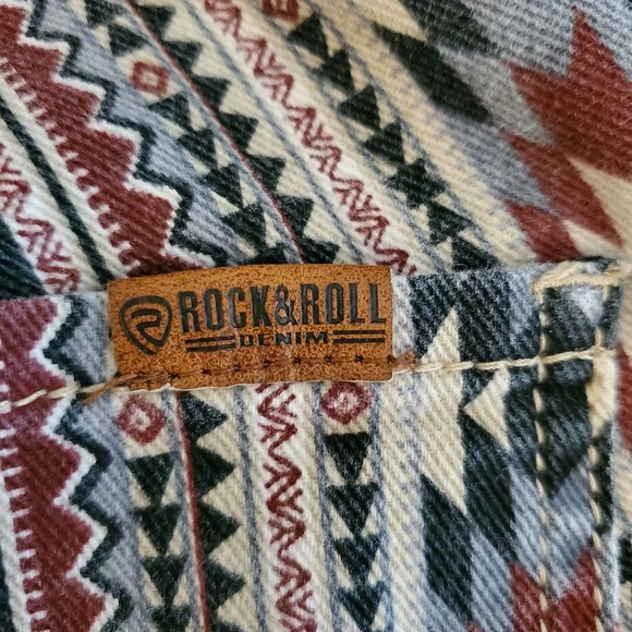 Rock & Roll Cowgirl Denim Jeans Womens 31x36 Bargain Button Bell Flare EUC - Picture 10 of 14